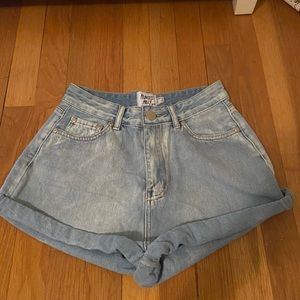 Princess Polly Mom-Jean High-Waisted Blue Shorts